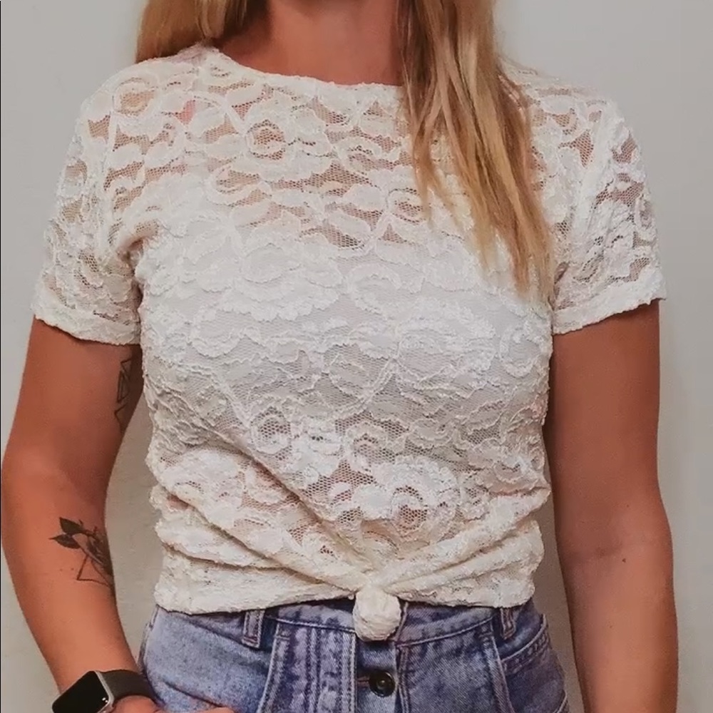 Vintage Topolino White Lace Top